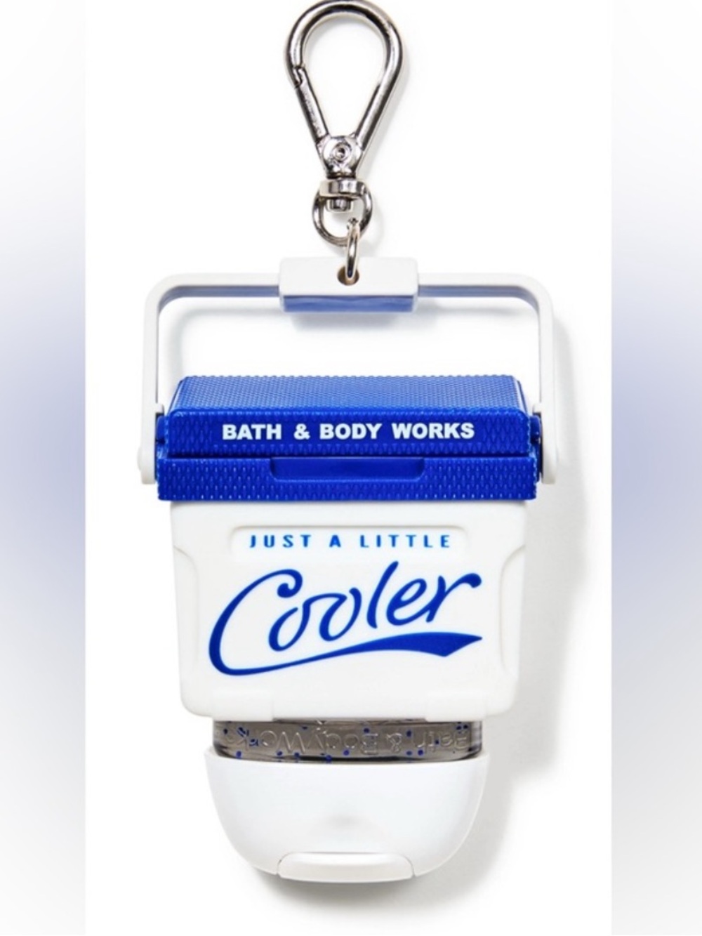 Bath & Body Works White and Blue Mini Cooler Hand Sanitizer Holder with Clip